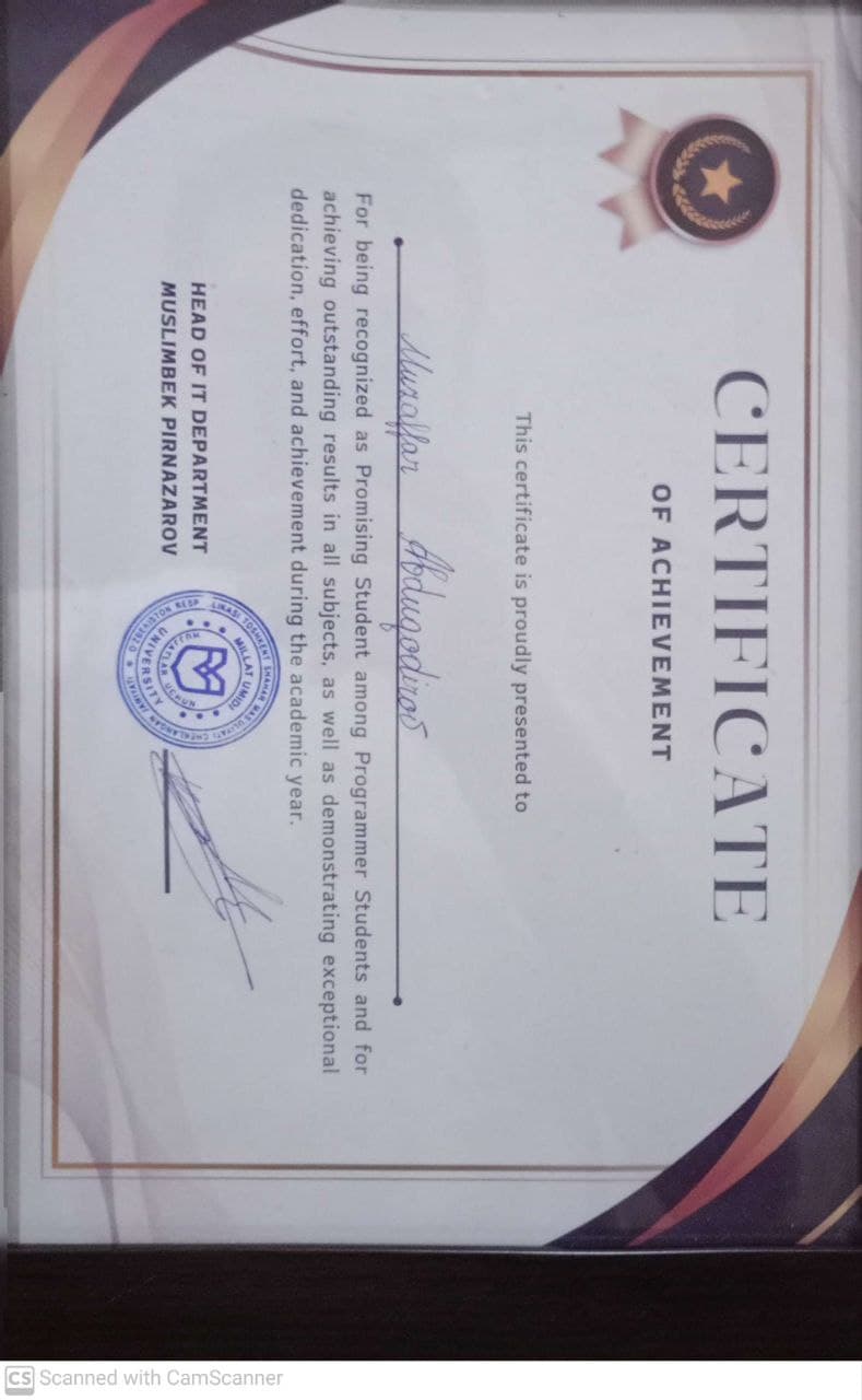 Best Male Student of the Year - Millat Umidi University